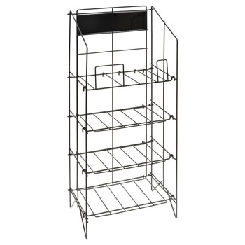Metal Newspaper Display Rack - 4 Shelf Quarter Fold Display Rack