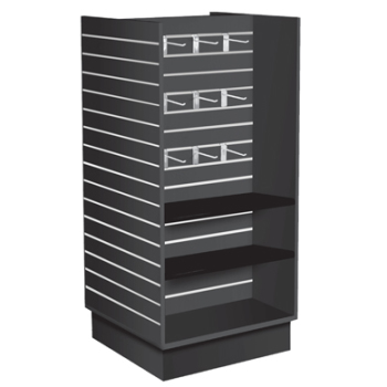 Black 24 in. Slatwall Gondola H-Display Mercandiser with Metal Inserts   
