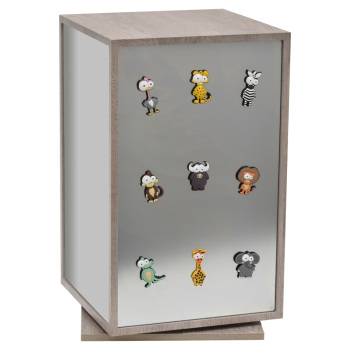 Four-Sided Weathered Oak Laminate Countertop Retail Spinner Display for Magnets Ships Assembled 