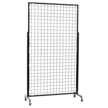Black Mobile Grid Panel Display with Heavy Duty Casters - 48  in. w x 84 in. h