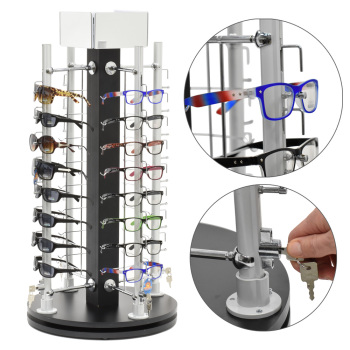 Black Countertop Eyewear Display Spinner with Locking Security System - holds up to 32 pairs 
