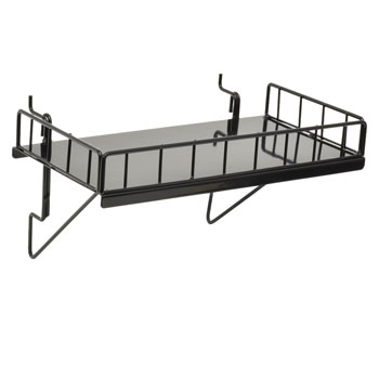 Universal Solid Black Shelf with Lip on 3 Sides - 12 in. W x 6 in. D