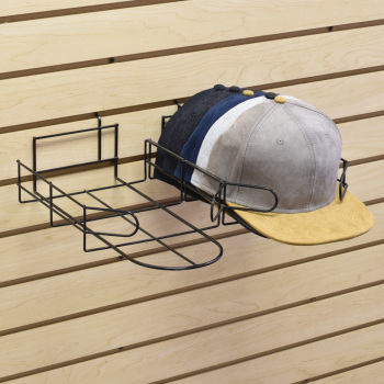 Black Double Wide Baseball Cap Display for Slatwall