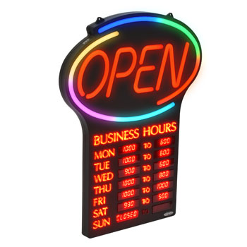 Open Sign with Digital Store Hours