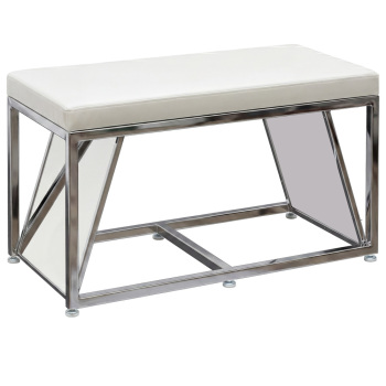 White Modern Shoe Try On Bench with Mirrors 