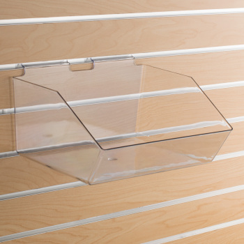 Clear Plastic Slatwall Bins - 12 in. W x 9 1/2 in. D x 5 1/2 in. H