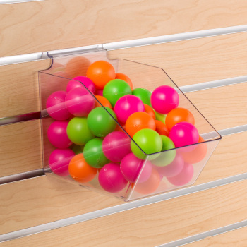 Clear Plastic Slatwall Bins - 6 in. W x 7 1/2 in. D x 5 1/2 in. H