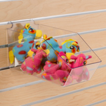 Clear Plastic Slatwall Bins- 6 W x 11 1/2 D x 5 1/2  H