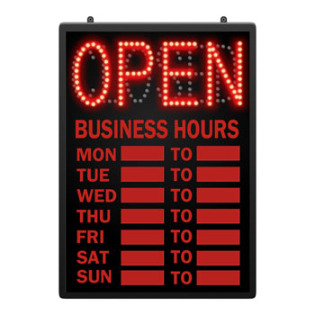 LED Open Closed Sign with Hours