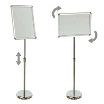 11 x 17  Snap Frame Floor Stand Sign Holder with Adjustable Height Display - Silver 