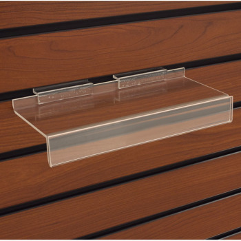 Acrylic Slatwall Shelf - 9 3/4 In. W X 4 In. D With 1 In. Sign Holder