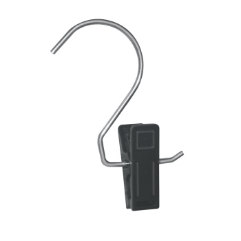 Pack of 100 - Black S Hook with Clip - Strong Jumbo Hanging Pinch Grips