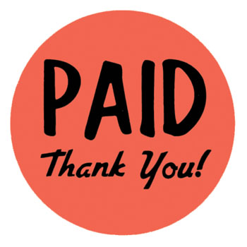 1 in Red Paid Thank You Circle Label 