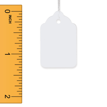 White Strung Merchandise Tags - 7/8 in. W x 1 5/16 in. H