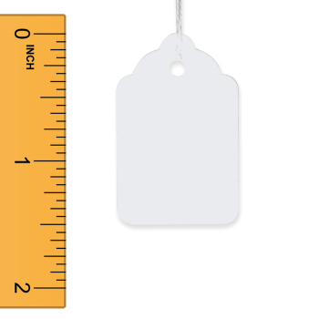 White Strung Merchandise Tags - 15/16 in. W x 1 1/2 in. H