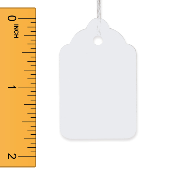 White Strung Merchandise Tags - 1 1/8 in. W x 1 3/4 in. H