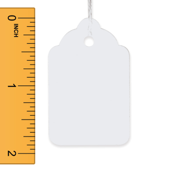 White Strung Merchandise Tags - 1 1/4 in. W x 1 7/8 in. H