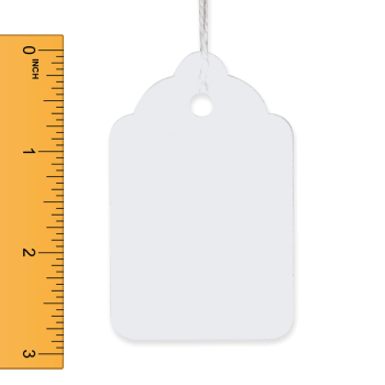 White Strung Merchandise Tags - 1 3/4 in. W x 2 7/8 in. H