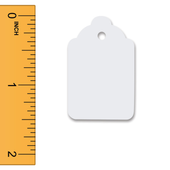 White Unstrung Merchandise Tags - 15/16 in. W x 1 1/2 in. H
