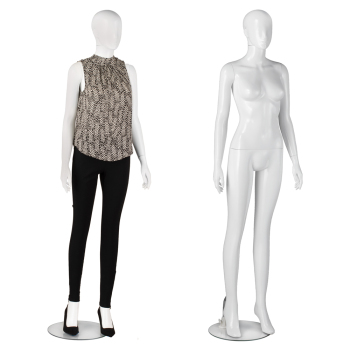 Plastic Glossy White Female Mannequin - Full Body or Headless