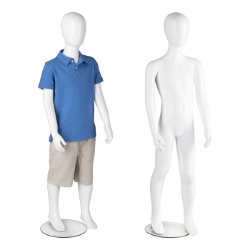 Unisex 6-8 Yr Old Child Plastic Glossy White Mannequin - Full Body or Headless
