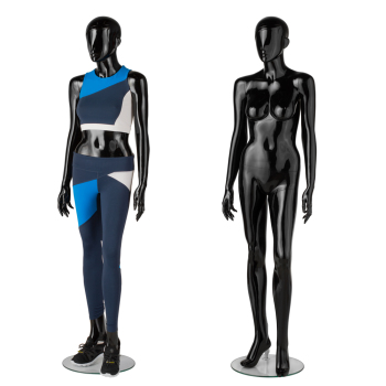 Premium Fiberglass Glossy Black Female Full Body Mannequin
