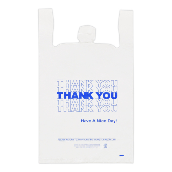 Blue Thank You Plastic T-Shirt Bag- 18 x 8 x 30 - Box of 500