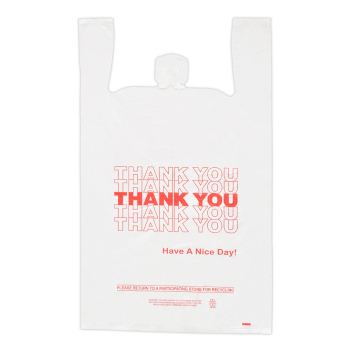 Red Thank you Plastic T-Shirt Bag- 18 x 8 x 30 - Box of 500