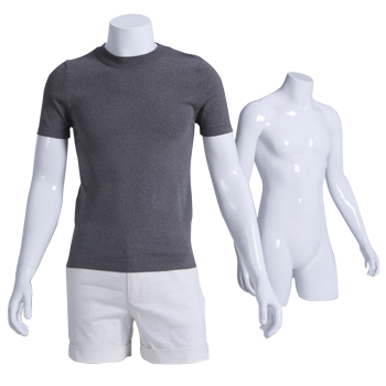 Male 3/4 Body Torso Form Mannequin with Arms  