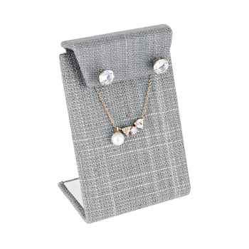 Linen Gray Earring and Necklace Display Jewelry Stand