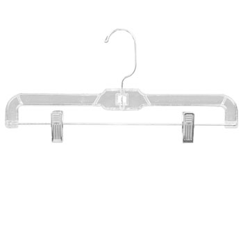 14 in. Clear Adult Skirt/Pants Unbreakable Plastic Hangers - 100  per carton