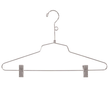 16 in. Chrome Metal Hanger with Clips - Swivel Neck - Lot of 100