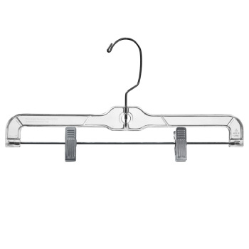 14 in Heavyweight Skirt & Pant Hanger with Clips- Clear - 100 per carton