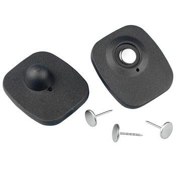 8.2 MHz Checkpoint Compatible Black Mini Hard Tags with Pins - 100 pack