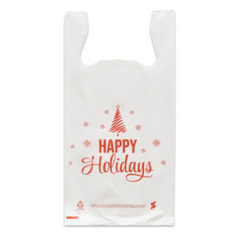Eco-Friendly White Plastic Holiday T-Shirt Bags - 700 Bags - 11 In W X 6 In D X 21 In H