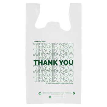 White Eco-Friendly Thank You T-Shirt Bag --11.5 x 6.5 x 21 - Box Of 700 