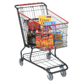 Standard Black Metal Wire Grocery Shopping Cart with 250 Lb. Weight Capacity