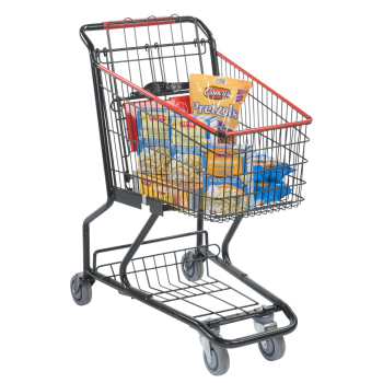 Compact Black  Metal Grocery Shopping Cart - 3.8 Cu. Ft. Convenience Cart