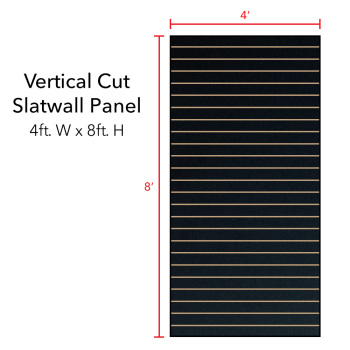 Black Vertical Slatwall Panels - 8 ft x 4 ft 