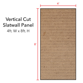 Paint Grade Vertical Slatwall Panels - 8 ft x 4 ft 