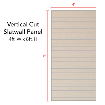 Almond Vertical Slatwall Panels with Metal Inserts - 8' H x 4' W