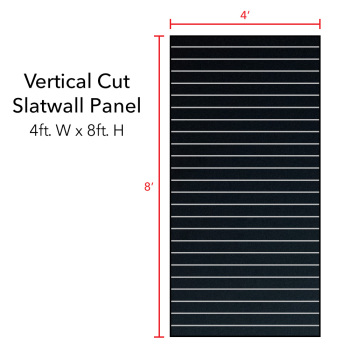 Black Vertical Slatwall Panels with Metal Inserts - 8' H x 4' W