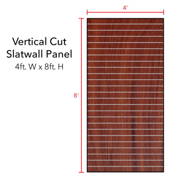 Cherry Vertical Slatwall Panels with Metal Inserts - 8' H x 4' W