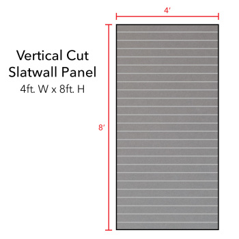 Gray Vertical Slatwall Panels with Metal Inserts - 8' H x 4' W