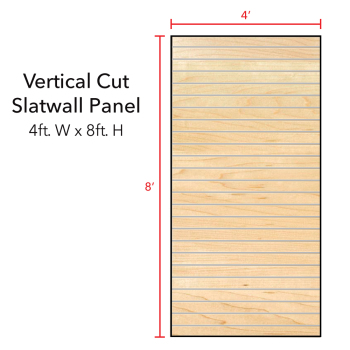 Maple Vertical Slatwall Panels with Metal Inserts - 8' H x 4' W
