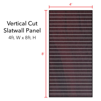 Mahogany Vertical Slatwall Panels with Metal Inserts - 8' H x 4' W