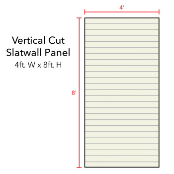 White Vertical Slatwall Panels with Metal Inserts - 8' H x 4' W