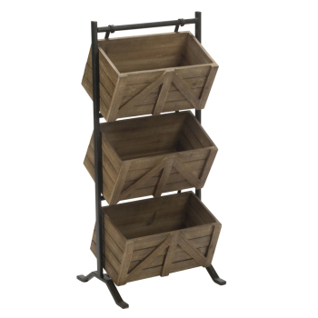 3-Tier Rustic Wooden Crate Floor Standing Display