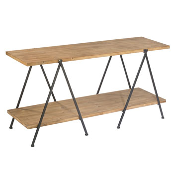 Contemporary 2-Tier Solid Wood Display Table