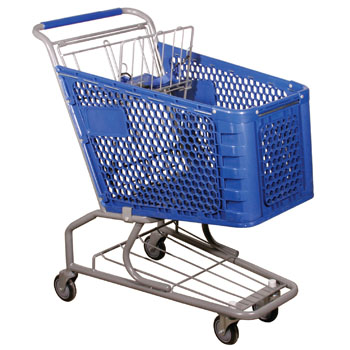 Blue Plastic Grocery Shopping Cart